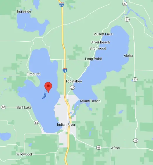 Burt Lake Fishing Map